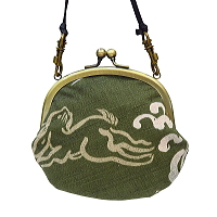 ガマ口 小銭入れ 波うさぎ（渋抹茶緑）